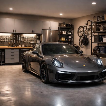 garage-moderne-voiture-elegante-etageres