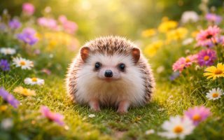 herisson-jardin-fleurs-arriere-plan-flou