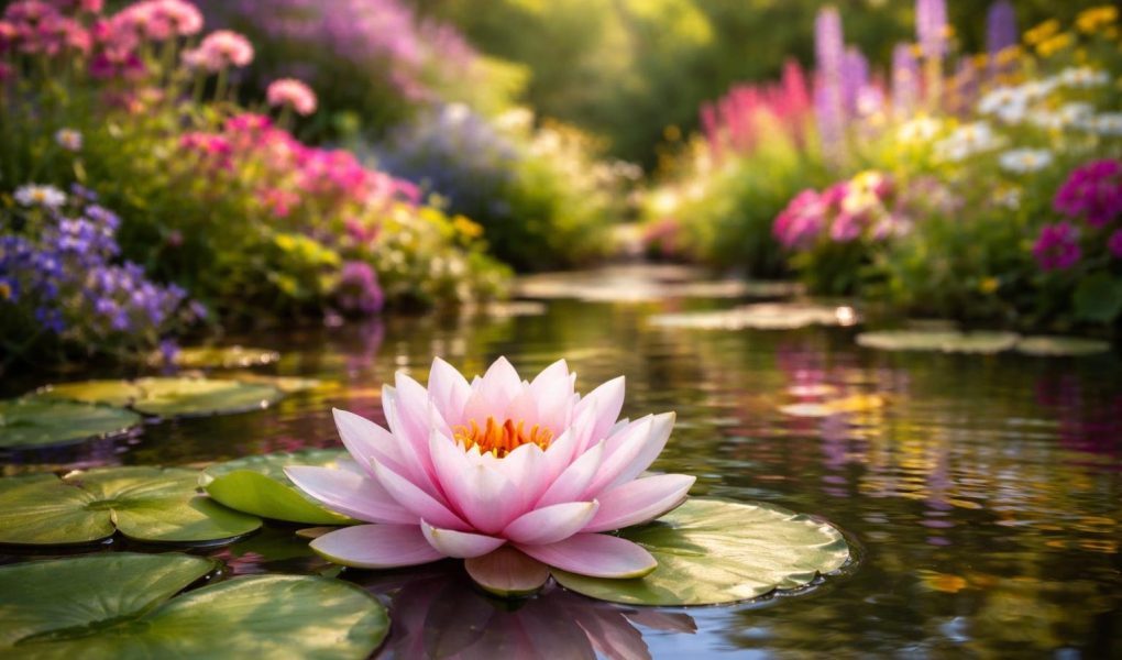 fleur-nenuphar-etang-paisible-luxuriant