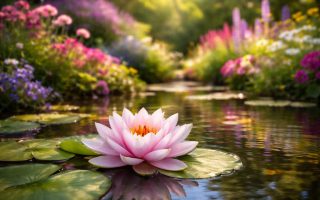 fleur-nenuphar-etang-paisible-luxuriant