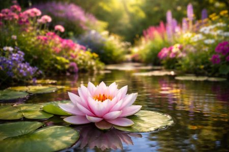 fleur-nenuphar-etang-paisible-luxuriant