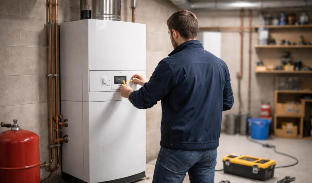 chaudiere-moderne-personne-controle-outils