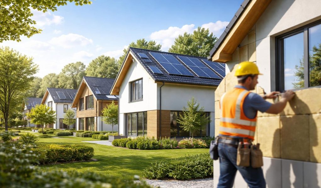 maisons-modernes-arbres-ciel-ensoleille