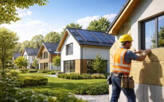 maisons-modernes-arbres-ciel-ensoleille