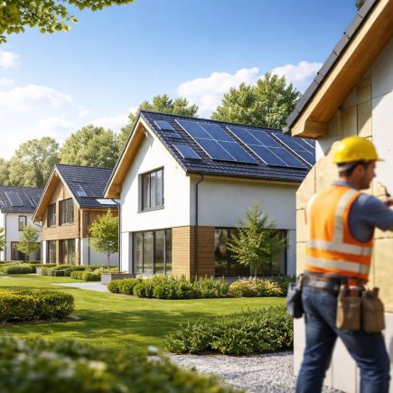 maisons-modernes-arbres-ciel-ensoleille