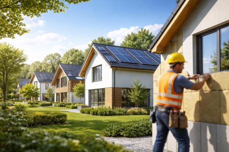 maisons-modernes-arbres-ciel-ensoleille